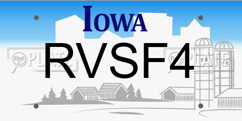 RVSF4 Iowa License Plate