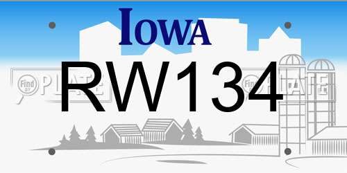 RW134 Iowa License Plate