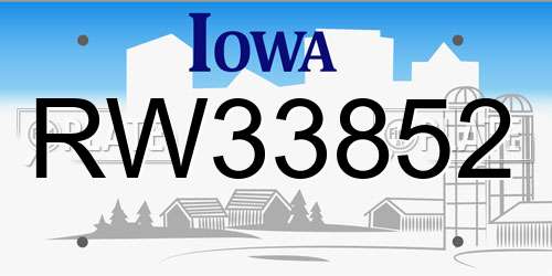 RW33852 Iowa License Plate