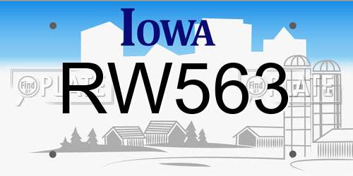 RW563 Iowa License Plate