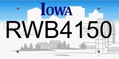 RWB4150 Iowa License Plate