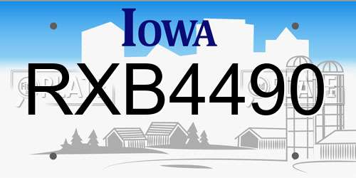 RXB4490 Iowa License Plate