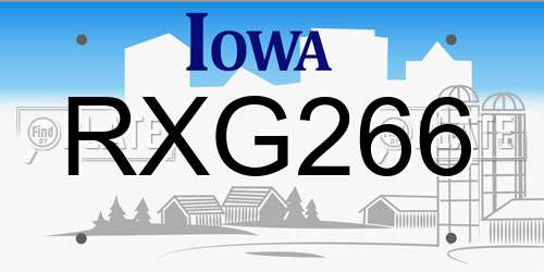 RXG266 Iowa License Plate