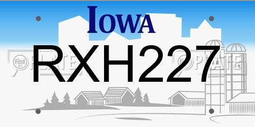 RXH227 Iowa License Plate