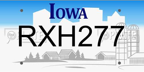 RXH277 Iowa License Plate