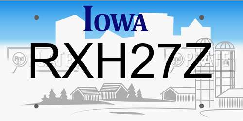 RXH27Z Iowa License Plate
