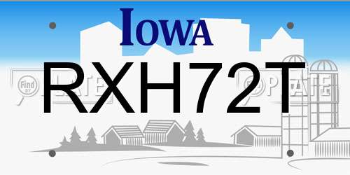 RXH72T Iowa License Plate