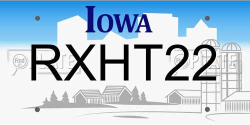 RXHT22 Iowa License Plate