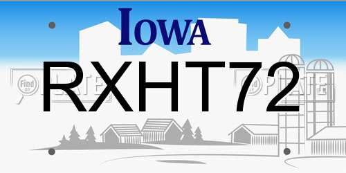 RXHT72 Iowa License Plate
