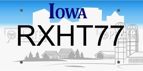 RXHT77 Iowa License Plate