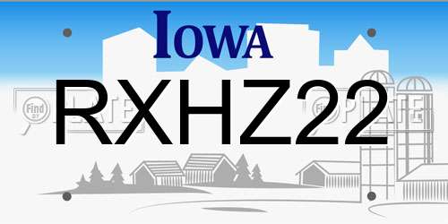 RXHZ22 Iowa License Plate
