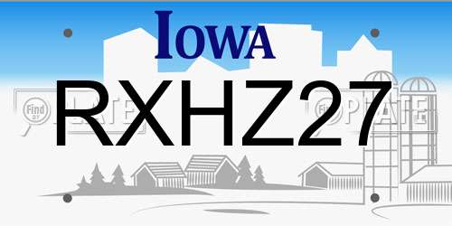 RXHZ27 Iowa License Plate