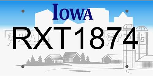 RXT1874 Iowa License Plate