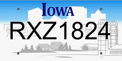 RXZ1824 Iowa License Plate