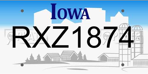 RXZ1874 Iowa License Plate