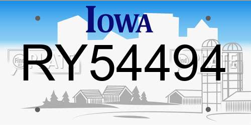 RY54494 Iowa License Plate