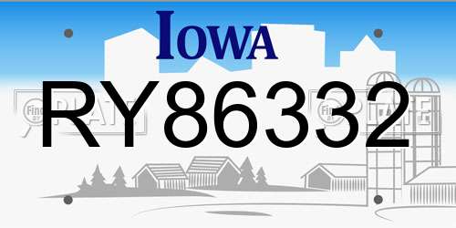 RY86332 Iowa License Plate