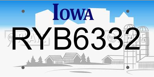 RYB6332 Iowa License Plate