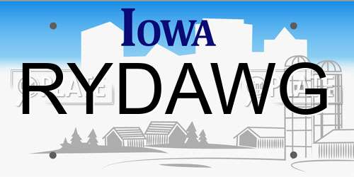 RYDAWG Iowa License Plate