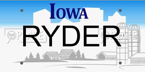 RYDER Iowa License Plate