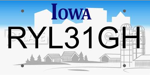RYL31GH Iowa License Plate