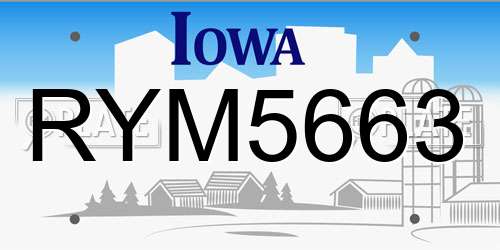 RYM5663 Iowa License Plate