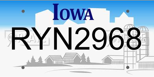 RYN2968 Iowa License Plate