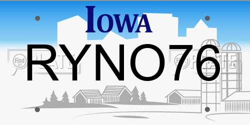 RYNO76 Iowa License Plate