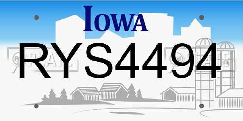 RYS4494 Iowa License Plate