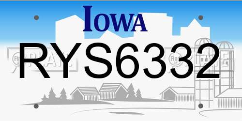 RYS6332 Iowa License Plate
