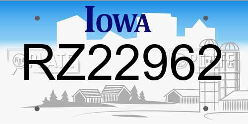 RZ22962 Iowa License Plate