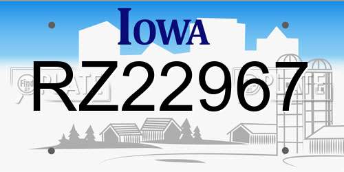 RZ22967 Iowa License Plate