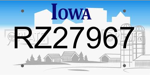 RZ27967 Iowa License Plate