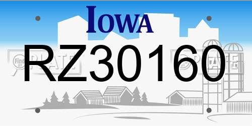 RZ30160 Iowa License Plate
