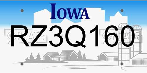 RZ3Q160 Iowa License Plate