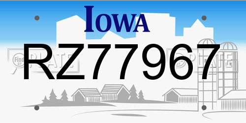 RZ77967 Iowa License Plate