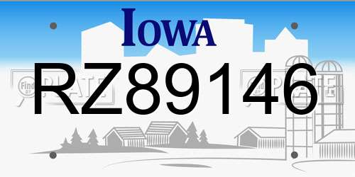 RZ89146 Iowa License Plate