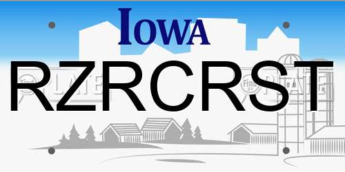 RZRCRST Iowa License Plate