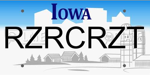 RZRCRZT Iowa License Plate