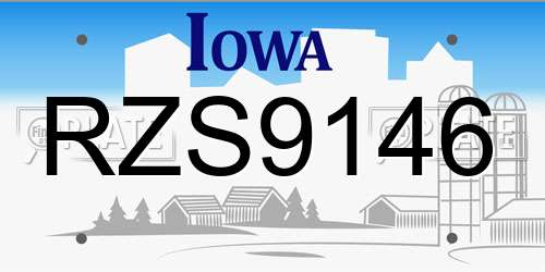 RZS9146 Iowa License Plate