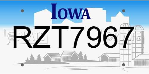 RZT7967 Iowa License Plate