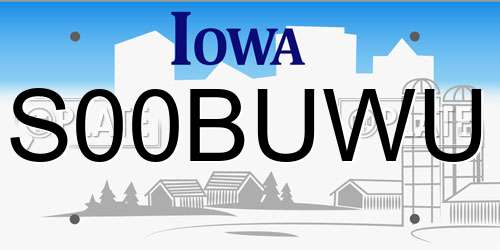 S00BUWU Iowa License Plate