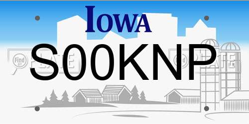 S00KNP Iowa License Plate