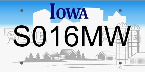 S016MW Iowa License Plate