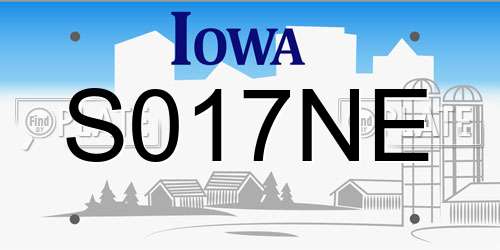 S017NE Iowa License Plate
