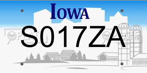 S017ZA Iowa License Plate