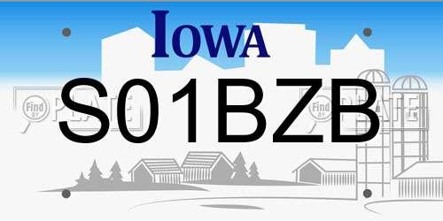 S01BZB Iowa License Plate