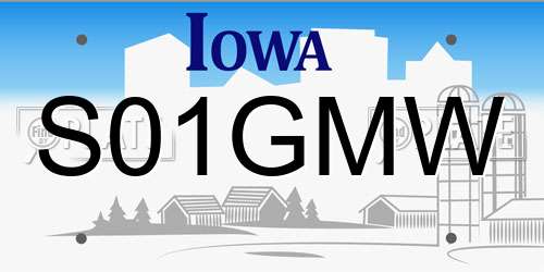 S01GMW Iowa License Plate