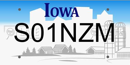 S01NZM Iowa License Plate