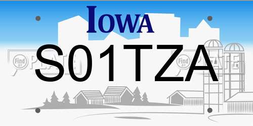 S01TZA Iowa License Plate